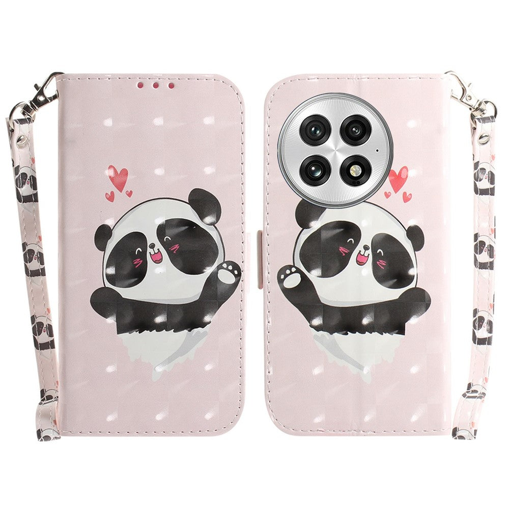 For OnePlus 13 Case Pattern Printing Leather Wallet Phone Cover with Wrist Strap