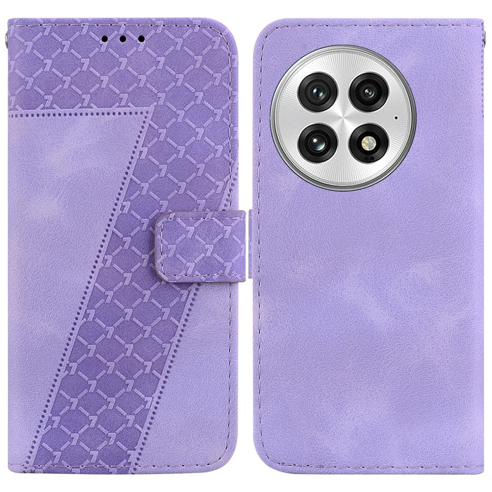 For OnePlus 13 Stand Case 7-Shaped Pattern Imprint Leather Phone Cover