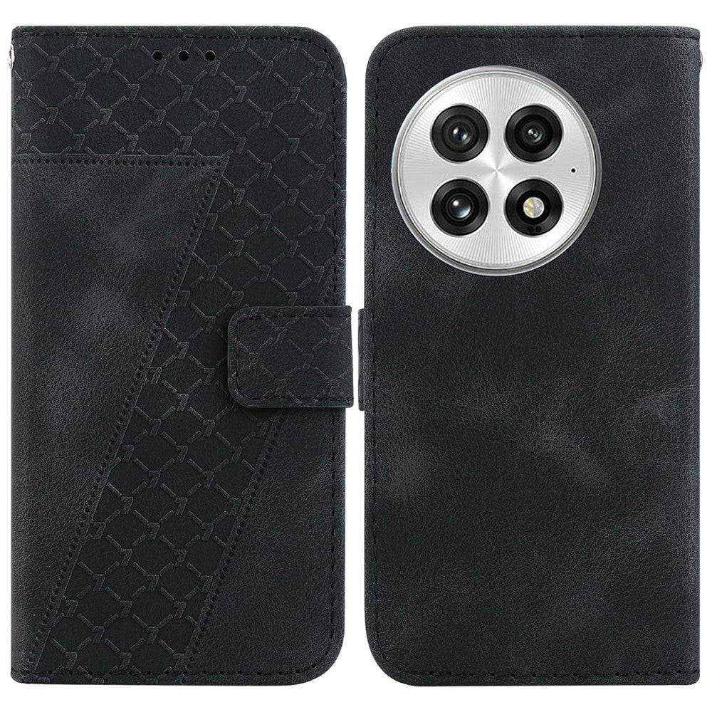 For OnePlus 13 Stand Case 7-Shaped Pattern Imprint Leather Phone Cover