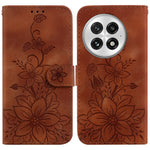 OnePlus 13-skal Lily Flower Imprint Lädermobilskal med stativ