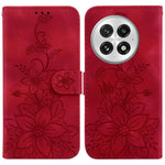 OnePlus 13-skal Lily Flower Imprint Lädermobilskal med stativ