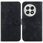 OnePlus 13-skal Lily Flower Imprint Lädermobilskal med stativ