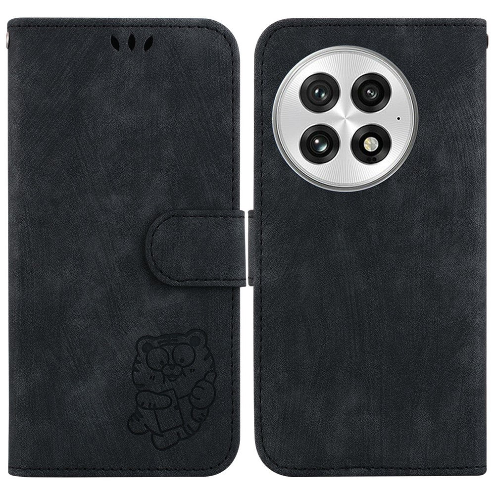 For OnePlus 13 Wallet Case Tiger Imprint Leather Shockproof Phone Cover