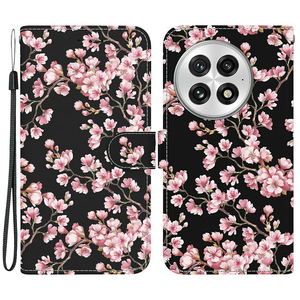 OnePlus 13 Plånboksfodral med fallskydd i läder, fällbart mönster