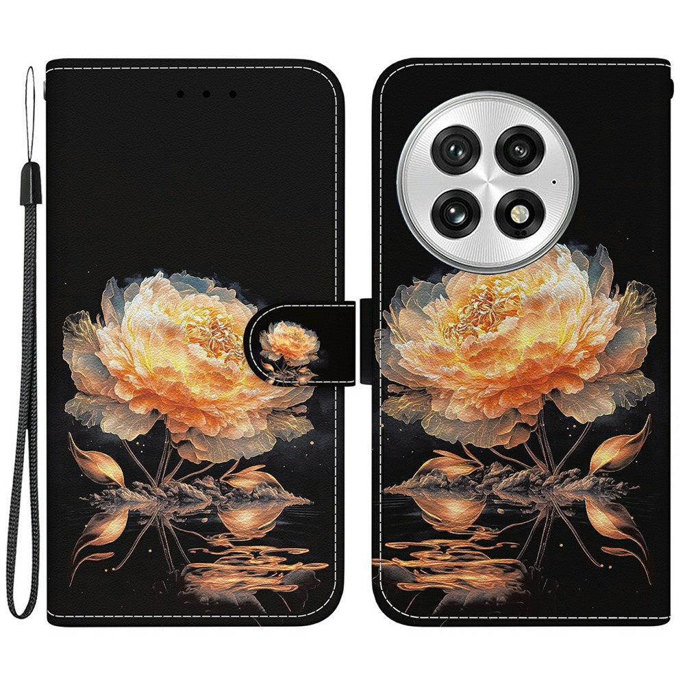 OnePlus 13 Plånboksfodral med fallskydd i läder, fällbart mönster