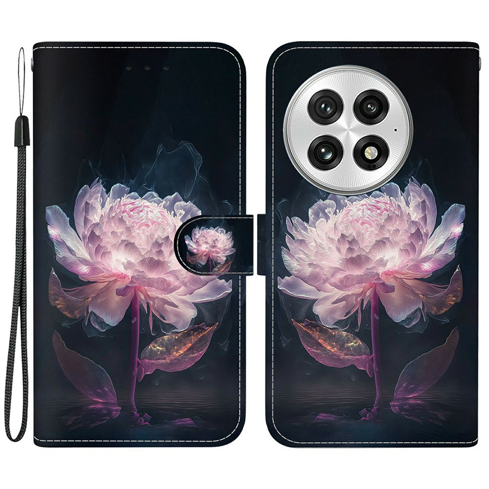 OnePlus 13 Plånboksfodral med fallskydd i läder, fällbart mönster