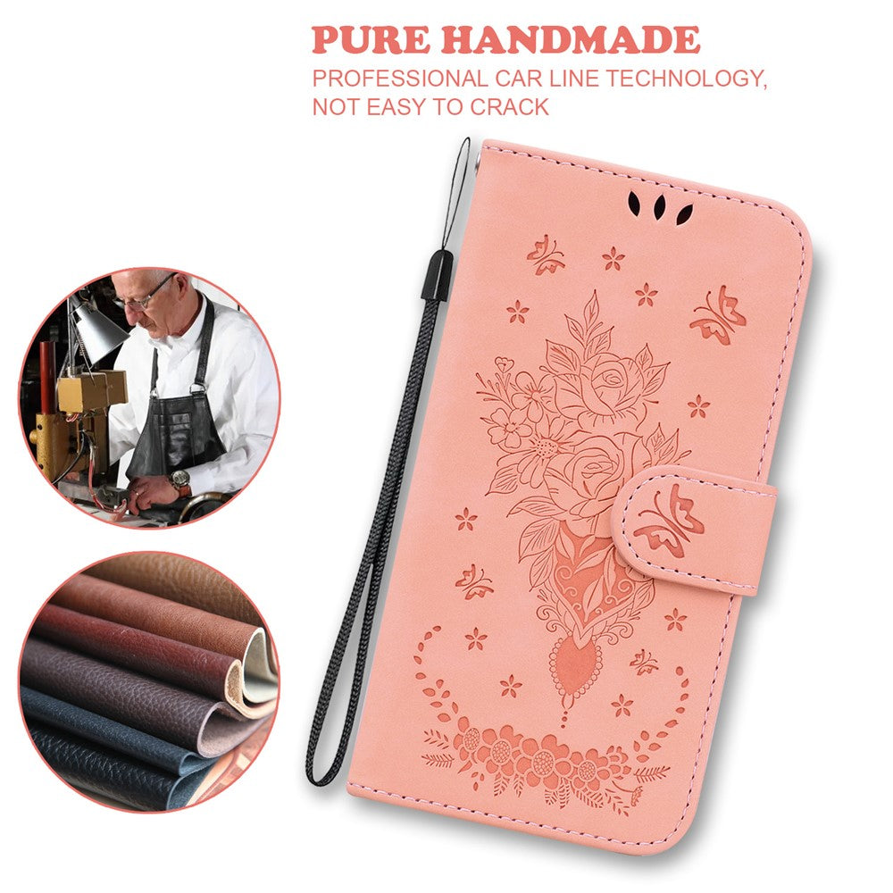 For Xiaomi 15 Case PU Leather Wallet Phone Cover Butterfly Flower Imprint