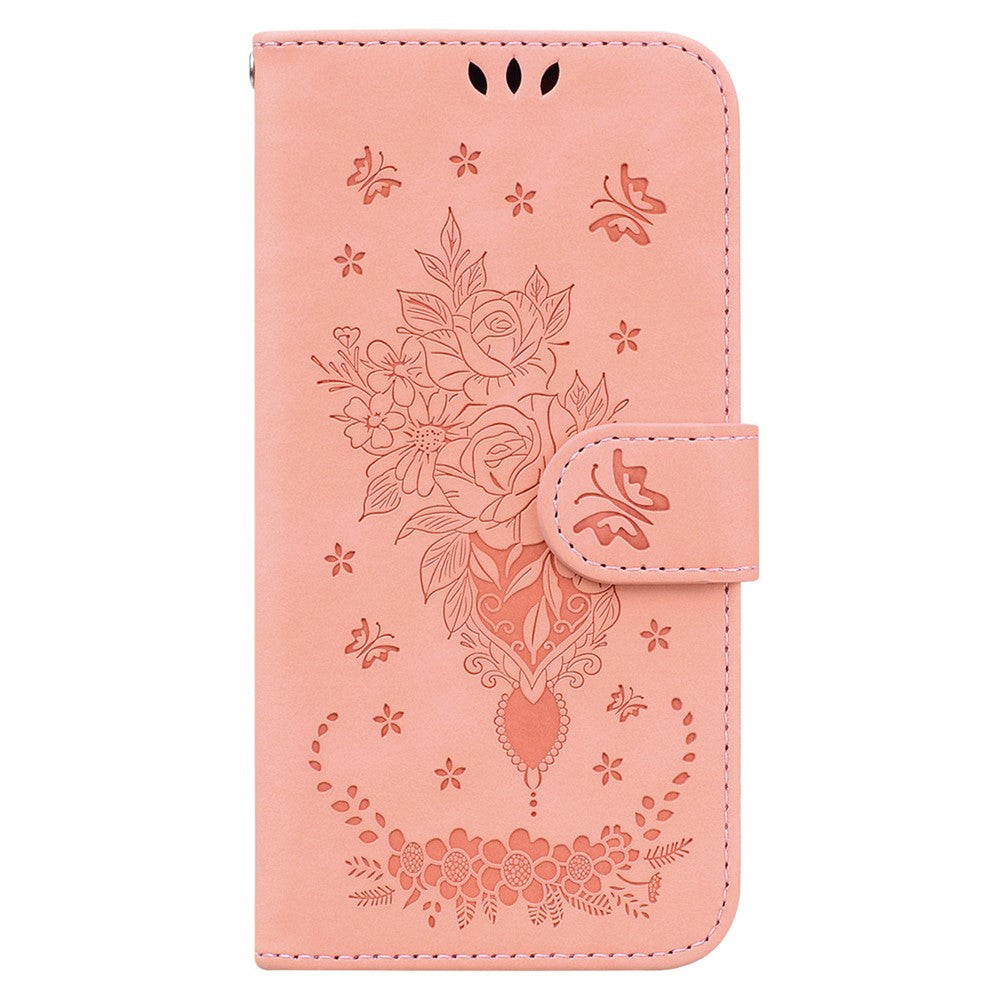 For Xiaomi 15 Case PU Leather Wallet Phone Cover Butterfly Flower Imprint