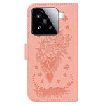 For Xiaomi 15 Case PU Leather Wallet Phone Cover Butterfly Flower Imprint