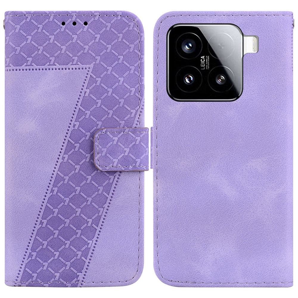 For Xiaomi 15 Stand Case 7-Shaped Pattern Imprint Leather Phone Cover