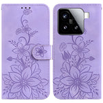 For Xiaomi 15 Case Lily Flower Imprint Leather Phone Cover with Stand