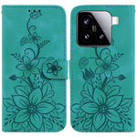 For Xiaomi 15 Case Lily Flower Imprint Leather Phone Cover with Stand