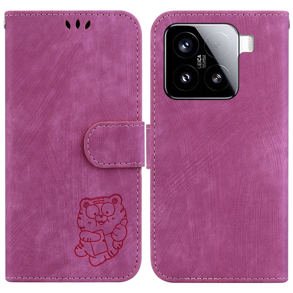 For Xiaomi 15 Wallet Case Tiger Imprint Leather Shockproof Phone Cover