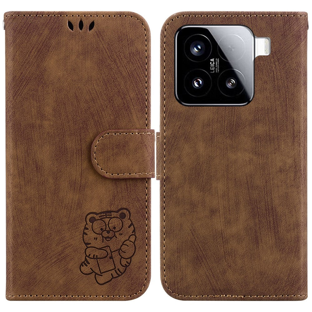 For Xiaomi 15 Wallet Case Tiger Imprint Leather Shockproof Phone Cover