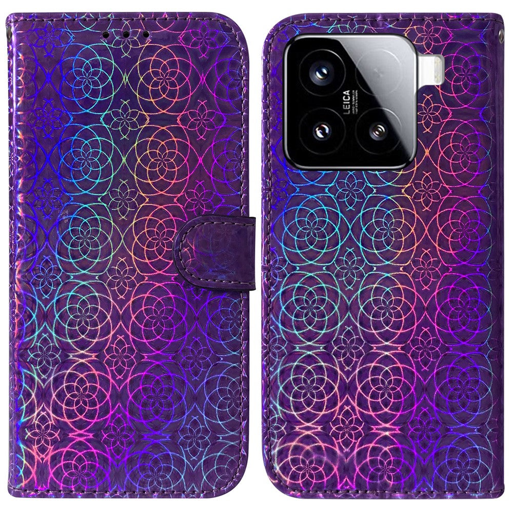 Xiaomi 15 stativfodral Dazzling Flower lädermobilfodral