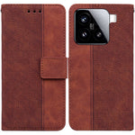 For Xiaomi 15 Case Geometry Pattern Leather Wallet Phone Cover with Wrist Strap