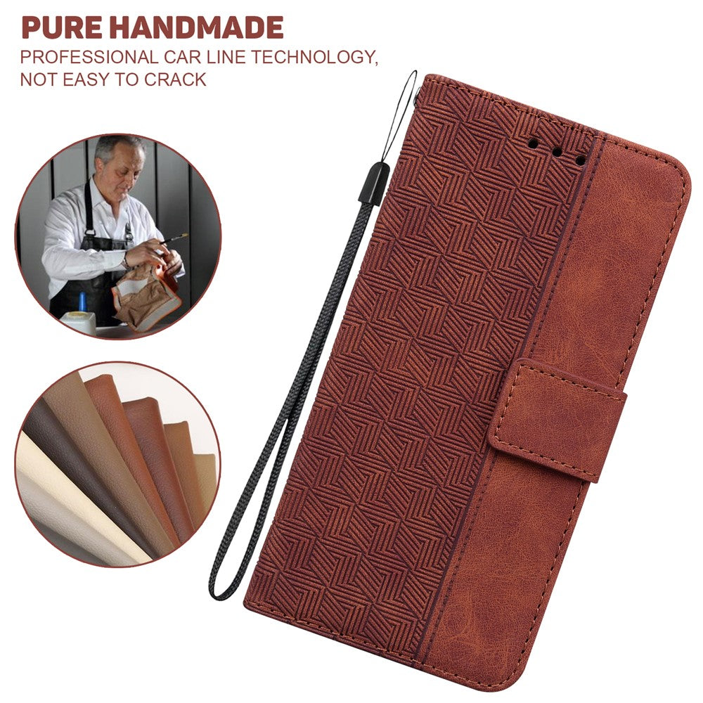 For Xiaomi 15 Case Geometry Pattern Leather Wallet Phone Cover with Wrist Strap