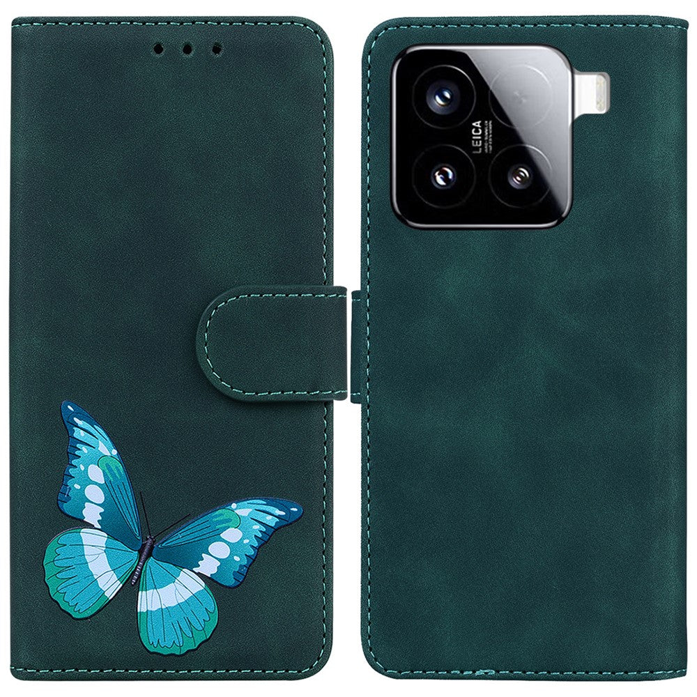 For Xiaomi 15 Stand Case PU Leather Phone Cover Butterfly Printed
