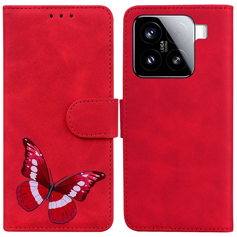 For Xiaomi 15 Stand Case PU Leather Phone Cover Butterfly Printed