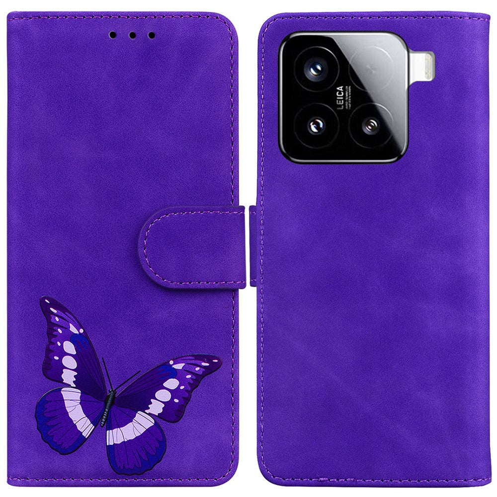 For Xiaomi 15 Stand Case PU Leather Phone Cover Butterfly Printed