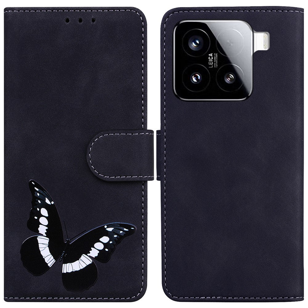 For Xiaomi 15 Stand Case PU Leather Phone Cover Butterfly Printed
