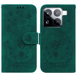 For Xiaomi 15 Pro Case PU Leather Wallet Phone Cover Butterfly Flower Imprint