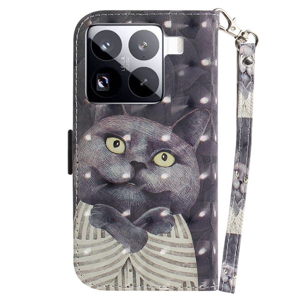 For Xiaomi 15 Pro Case Pattern Printing Leather Wallet Phone Cover with Wrist Strap