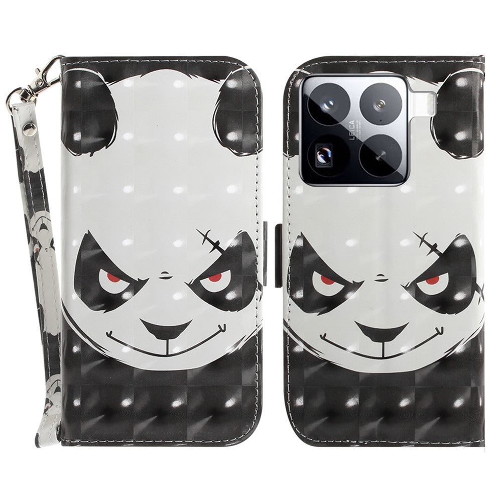 For Xiaomi 15 Pro Case Pattern Printing Leather Wallet Phone Cover with Wrist Strap