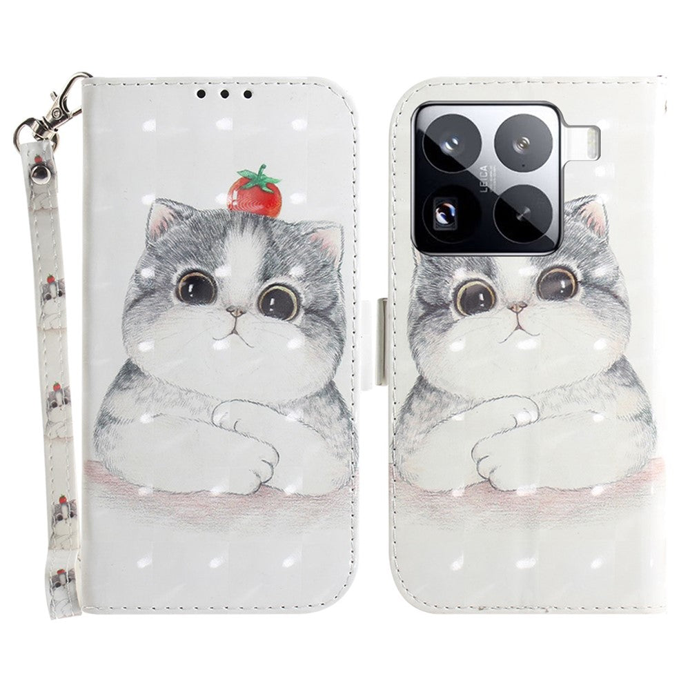 For Xiaomi 15 Pro Case Pattern Printing Leather Wallet Phone Cover with Wrist Strap
