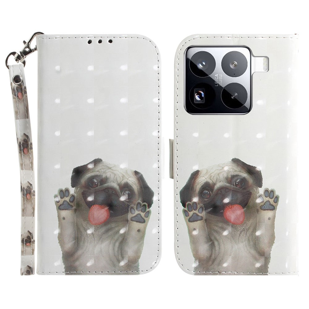 For Xiaomi 15 Pro Case Pattern Printing Leather Wallet Phone Cover with Wrist Strap