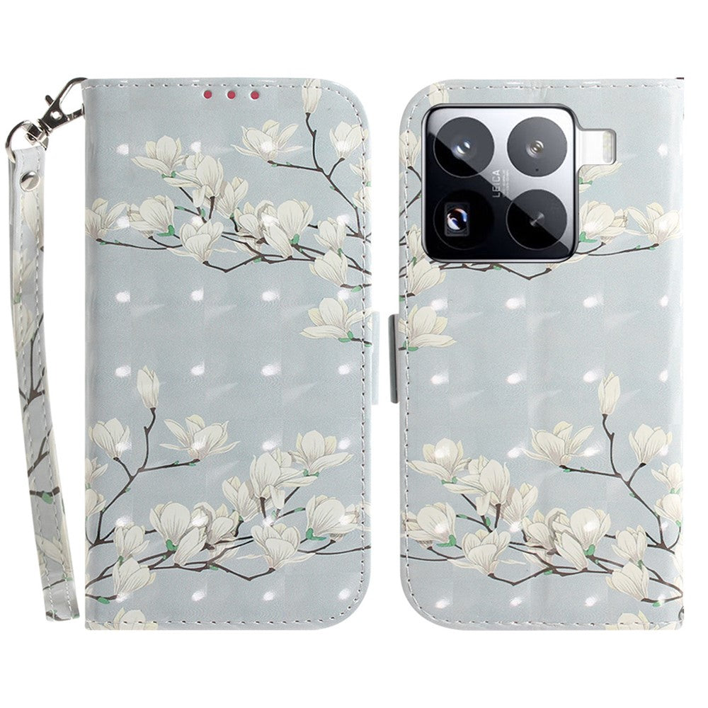 For Xiaomi 15 Pro Case Pattern Printing Leather Wallet Phone Cover with Wrist Strap