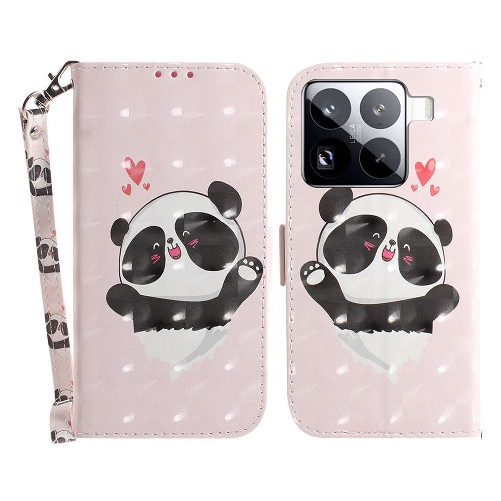 For Xiaomi 15 Pro Case Pattern Printing Leather Wallet Phone Cover with Wrist Strap