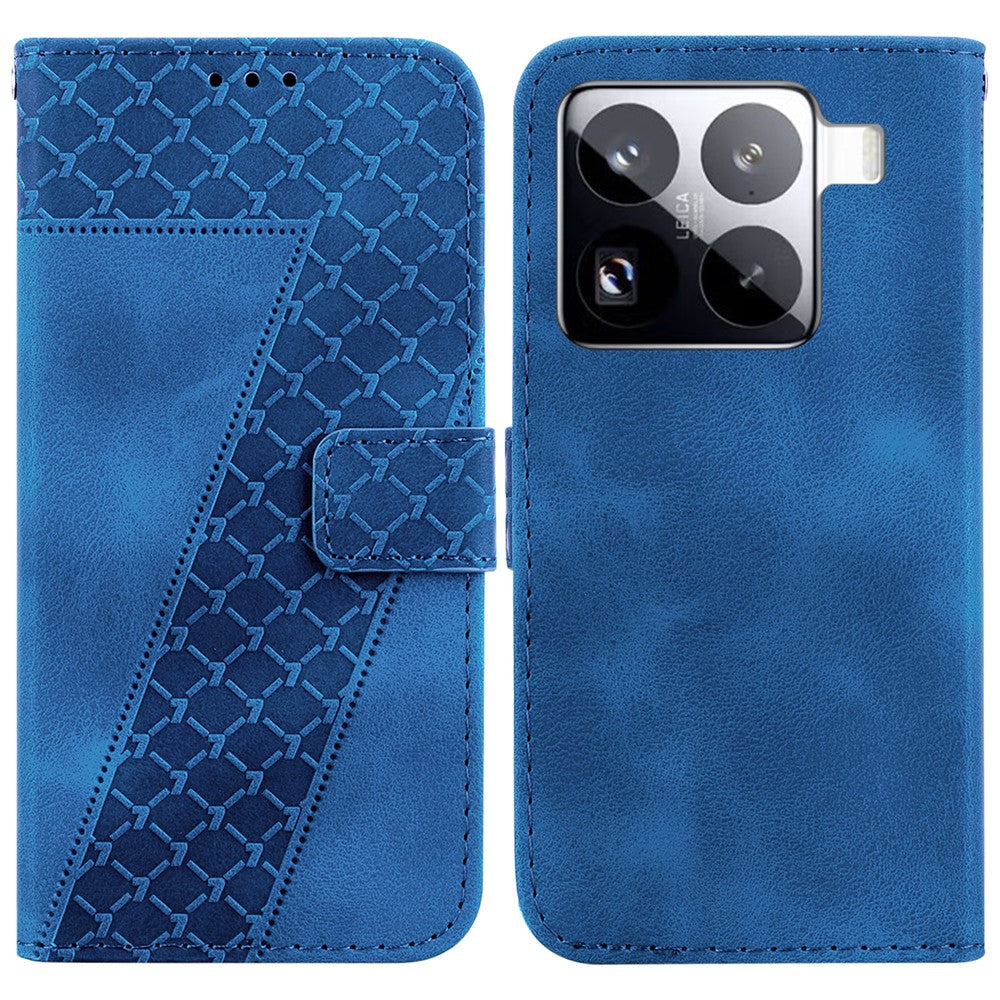 For Xiaomi 15 Pro Stand Case 7-Shaped Pattern Imprint Leather Phone Cover