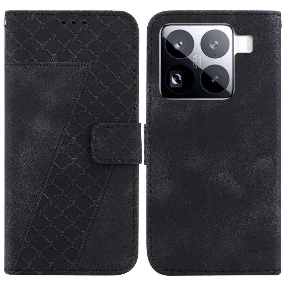 For Xiaomi 15 Pro Stand Case 7-Shaped Pattern Imprint Leather Phone Cover