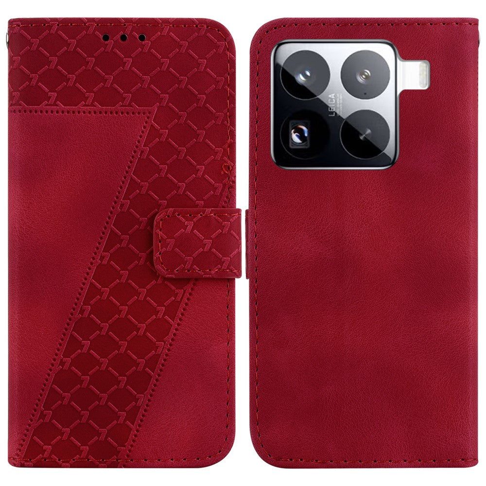 For Xiaomi 15 Pro Stand Case 7-Shaped Pattern Imprint Leather Phone Cover
