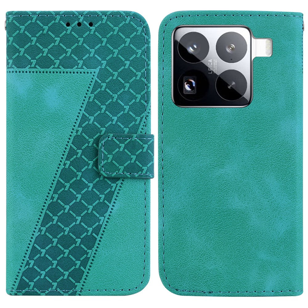 For Xiaomi 15 Pro Stand Case 7-Shaped Pattern Imprint Leather Phone Cover