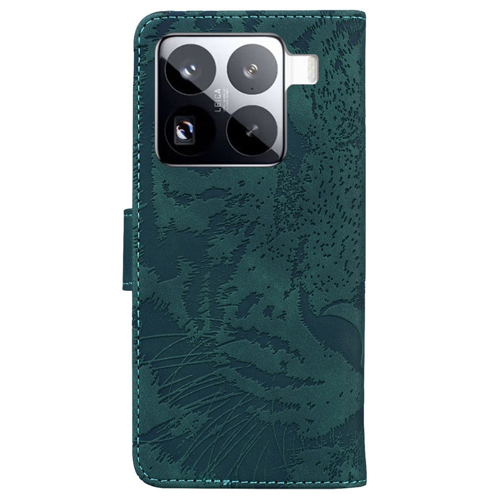 Xiaomi 15 Pro-skal Tiger Imprint Läderplånboksfodral