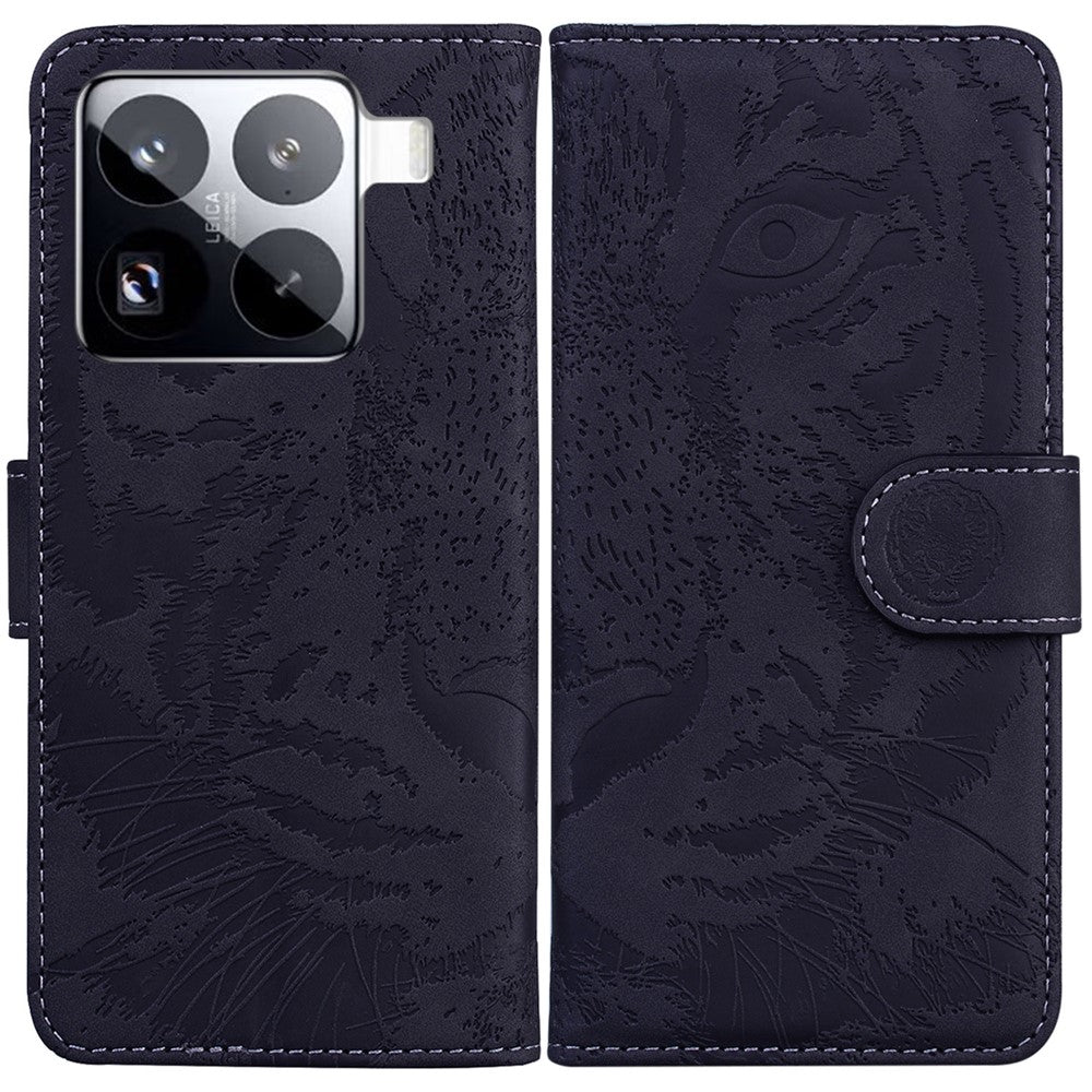 Xiaomi 15 Pro-skal Tiger Imprint Läderplånboksfodral