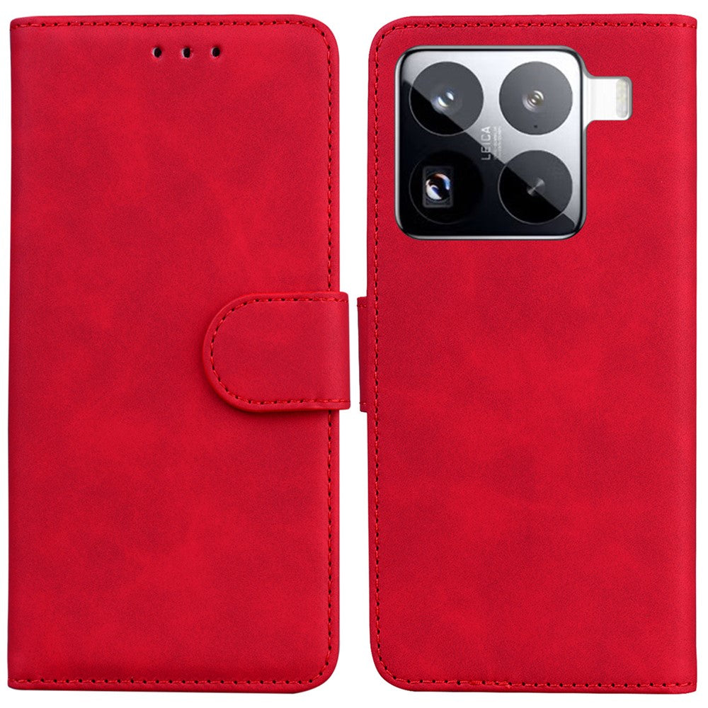 For Xiaomi 15 Pro Case Solid Color Leather Wallet Phone Cover