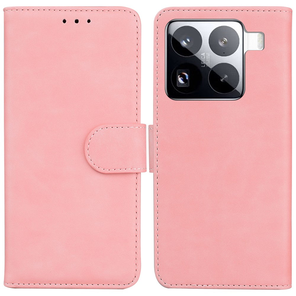 For Xiaomi 15 Pro Case Solid Color Leather Wallet Phone Cover