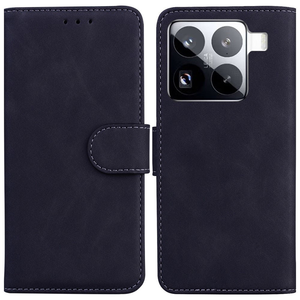 For Xiaomi 15 Pro Case Solid Color Leather Wallet Phone Cover