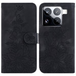 For Xiaomi 15 Pro Case Lily Flower Imprint Leather Phone Cover with Stand