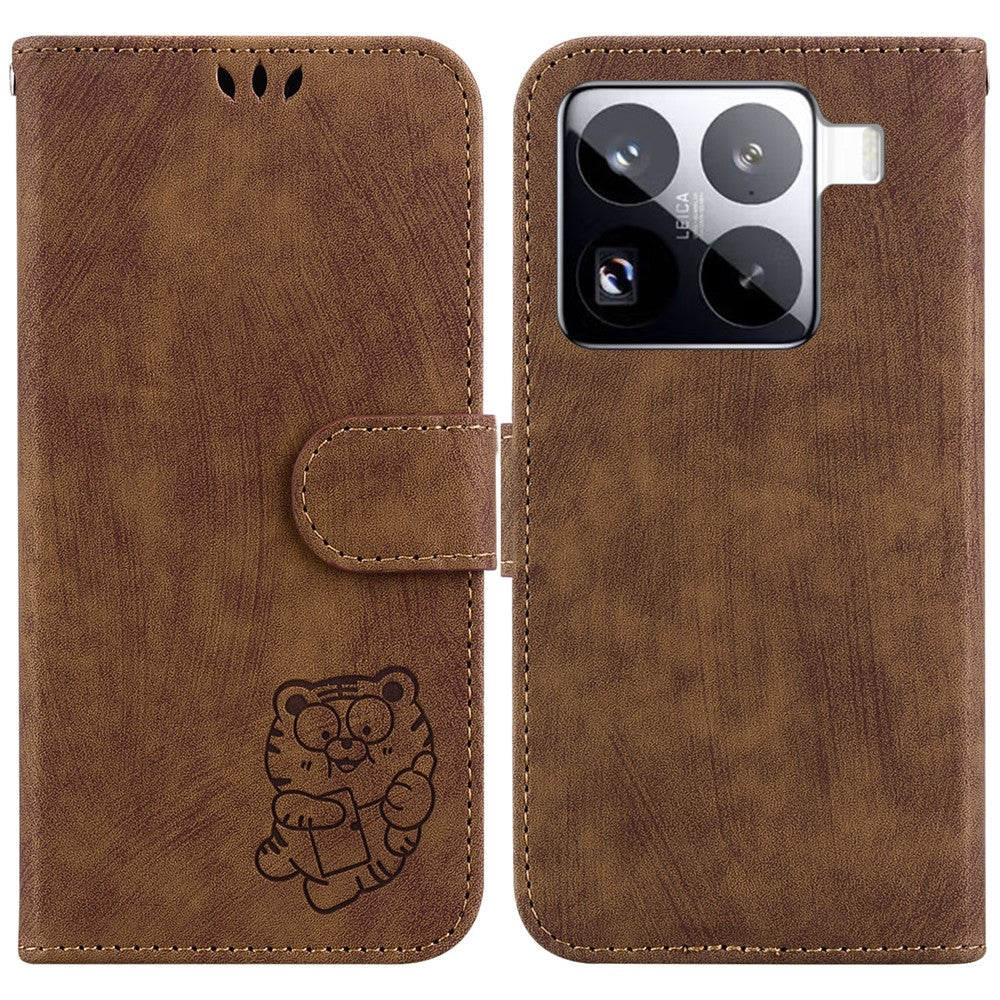 For Xiaomi 15 Pro Wallet Case Tiger Imprint Leather Shockproof Phone Cover