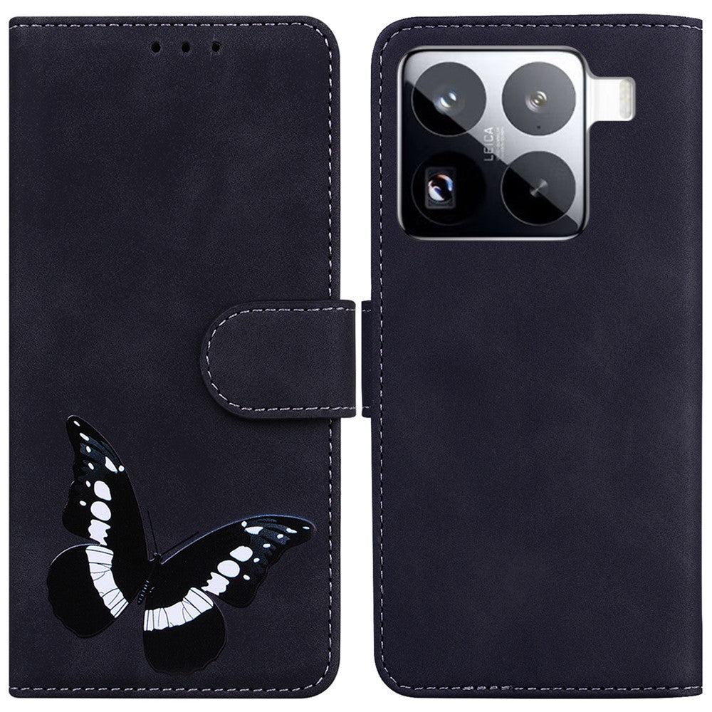 For Xiaomi 15 Pro Stand Case PU Leather Phone Cover Butterfly Printed