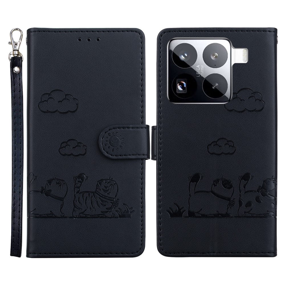 For Xiaomi 15 Pro Case RFID Blocking Kitten Pattern TPU+PU Leather Phone Cover