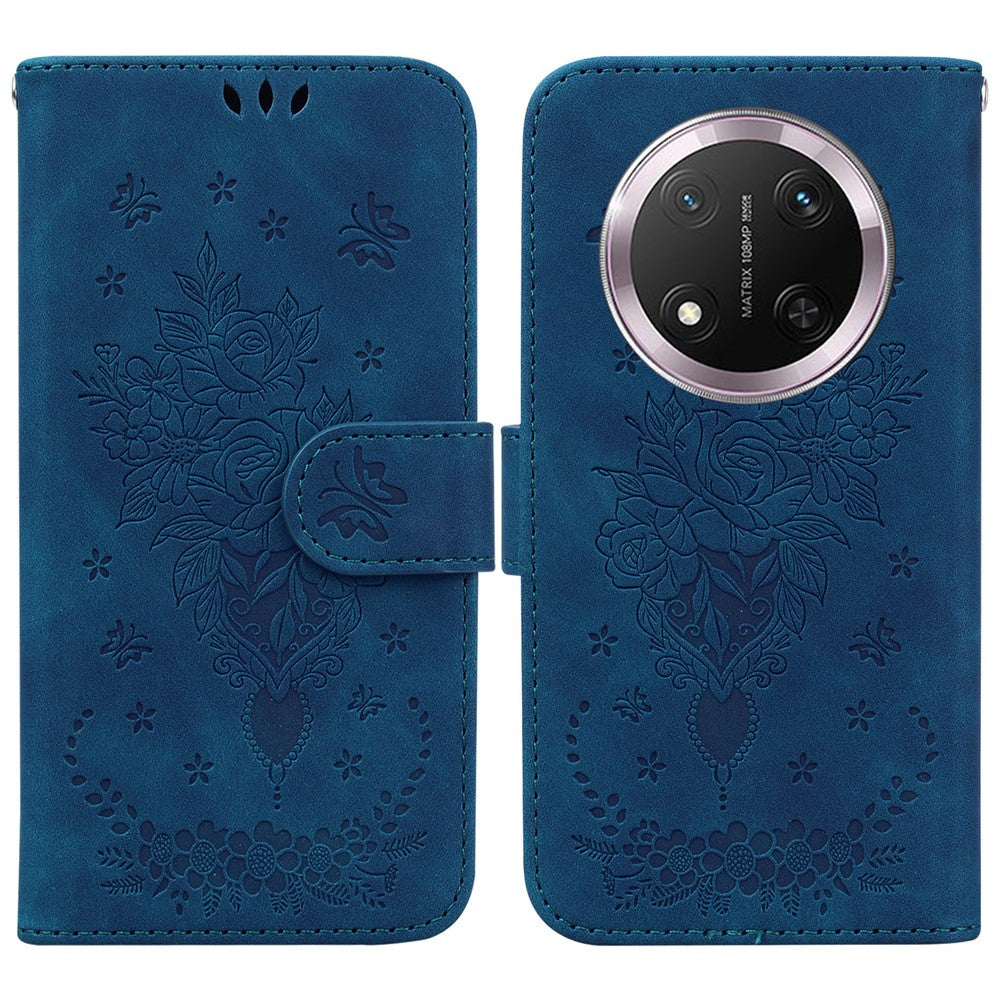 For Honor Magic7 Lite 5G / X9c 5G / X60 Pro 5G Case PU Leather Wallet Phone Cover Butterfly Flower Imprint
