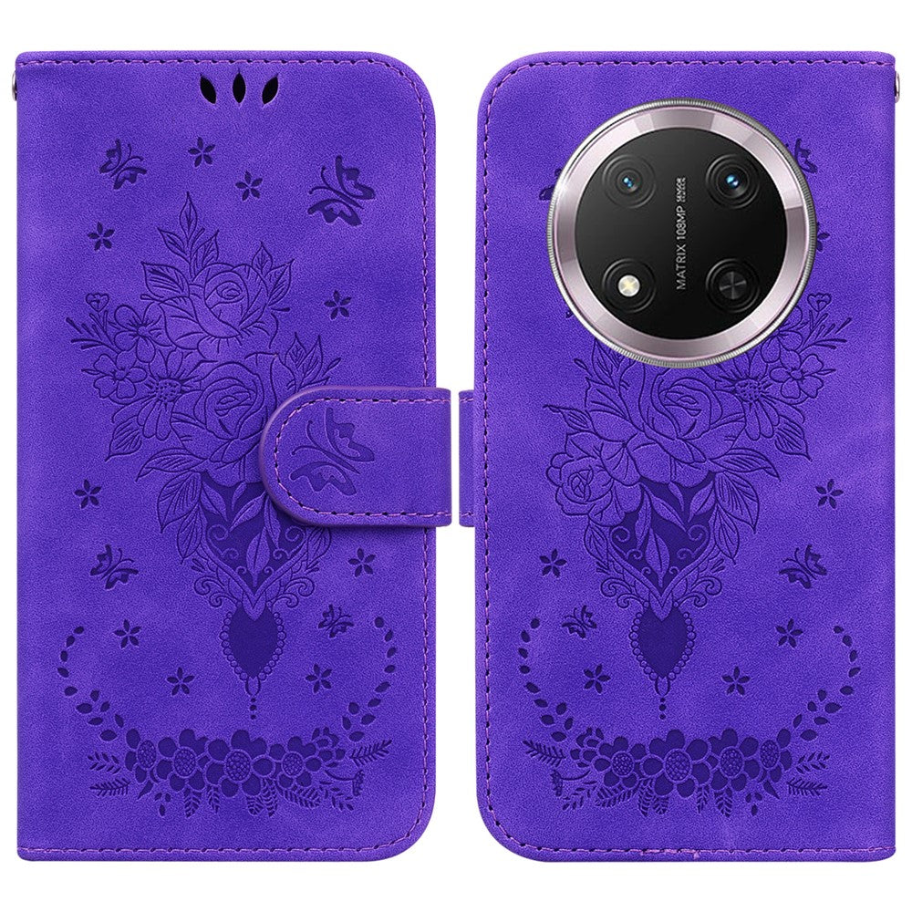 For Honor Magic7 Lite 5G / X9c 5G / X60 Pro 5G Case PU Leather Wallet Phone Cover Butterfly Flower Imprint