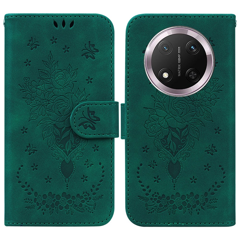 For Honor Magic7 Lite 5G / X9c 5G / X60 Pro 5G Case PU Leather Wallet Phone Cover Butterfly Flower Imprint