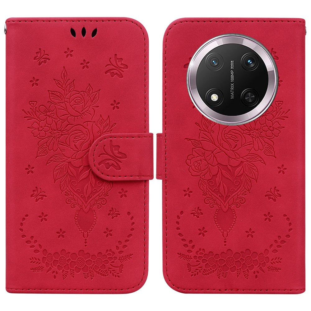 For Honor Magic7 Lite 5G / X9c 5G / X60 Pro 5G Case PU Leather Wallet Phone Cover Butterfly Flower Imprint