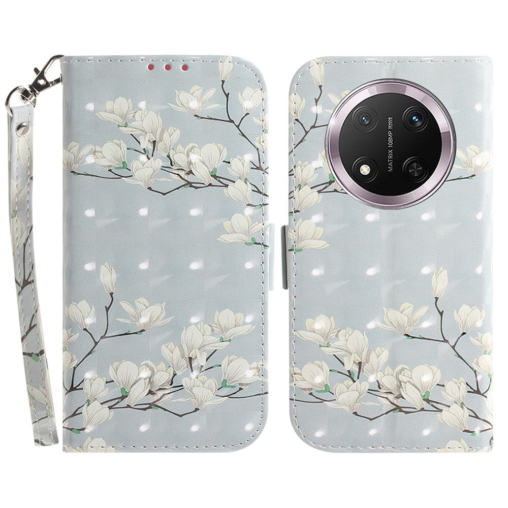 For Honor Magic7 Lite 5G / X9c 5G / X60 Pro 5G Case Pattern Printing Leather Wallet Phone Cover with Wrist Strap